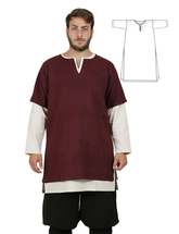 HELM Burgundy Wool Over Tunic -  Medieval Viking Woolen Short Sleeve Tunic